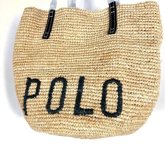 SOLD-POLO Ralph Lauren Raffia Tote Bag - Picture 2 of 11